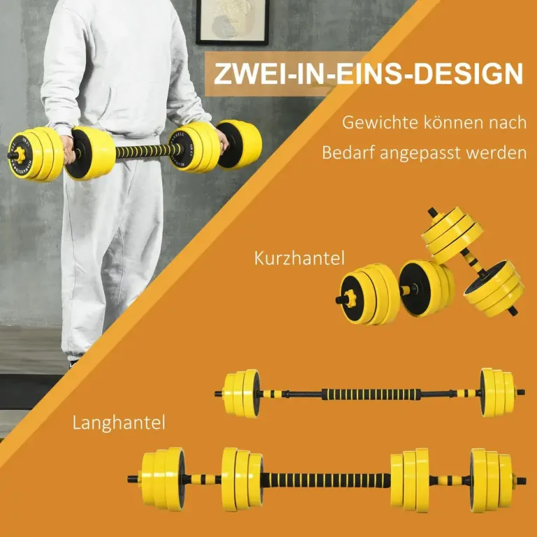 Hantelset 25 kg med Skivstång Ergonomiskt 3-i-1 Set 12