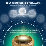 Solträdgårdslampa i Rattanstil, Automatisk Tändning, LED, Väderbeständig, Metallram, Svart/Gul, Ø34 x 130 cm