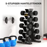 Hantelställ för 10 Hantlar, 5 Nivåer, Robust Stålram, upp till 100 kg, Svart, 66 x 35 x 33 cm