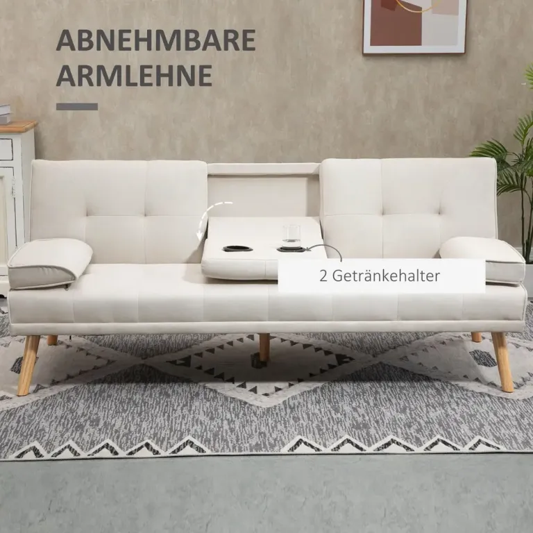 Bäddsoffa Soffa Grå av Tyg med Linnelook Scandi 3-Sits