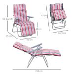 Hopfällbara Solstolar med Dynor 2-Pack, Bekväma Strandstolar med Justerbart Ryggstöd, Lättviktiga Utestolar för Camping, Röd, 60 x 75 x 65-102 cm
