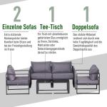4-Delat Trädgårdsmöbelset Kombinerbart Hög Sittdyna Bord med Förvaringsutrymme Polyester Grå 138 X 69 X 63 Cm