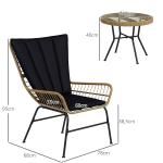 Balkongbistroset i Boho-stil, Väderbeständig, Svart, 76 x 66 x 96 cm