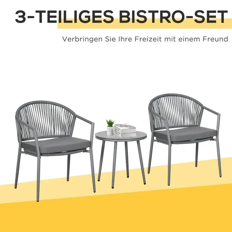 Trädgårdsmöbelset Sittgrupp Grå av Stål och Textilen 3