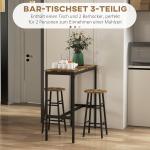 Barbordsset Matgrupp Rustik Brun av Stål och Trä för Matsal och Kök 3 Delar med Barbord och 2 Barstolar Industriell Design Praktisk