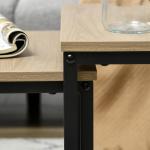 Soffbord Sidobord Set om 3 Natur av Trälook och Stål för Vardagsrum och Soffhörna Modern Design med Stålstomme Praktisk