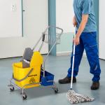 Moppvagn med 25 L Kapacitet och 4 Hjul för Effektiv Golvvård Hållbar och Ergonomisk Gul Plast för Rengöring och Städning