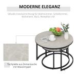Soffbordset, 2 Runda Häckningsbord, Industriell Design, Metallstomme, Betonglook/Svart