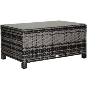 Sidobord i Konstrotting för Utomhusbruk, Väderbeständigt Soffbord för Balkong och Terrass, Praktisk Förvaring, Grå, 85 x 50 x 39 cm