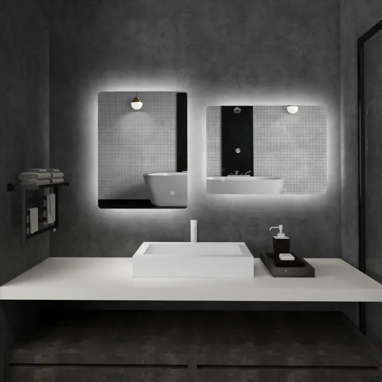 Badrumsspegel Väggspegel Silver av Glas LED-Belysning 60 cm