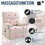 Massagestol med Uppresningshjälp, Elektrisk Relaxfåtölj med Värmefunktion, Justerbar Vilostol med Fjärrkontroll, Plysch