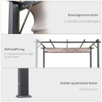 Pergola med Skjutbart Tak Modern Trädgårdspaviljong Aluminiumram Justerbart Solskydd Mörkgrå Brun 3 X 3 X 2,23 M