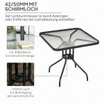 Trädgårdsbord Balkongbord Fyrkantigt Svart av Metall för Trädgård och Terrass Väderbeständigt Bord med Paraplyhål 76 x 76 cm