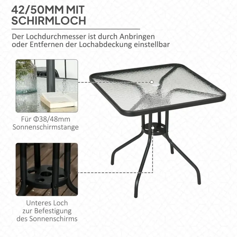 Trädgårdsbord Fyrkantigt Svart 76 x 76 cm