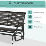 Gungbänk i Konstrotting 2 Personer, Bekväm Trädgårdssoffa med Gungmekanism, Väderbeständig Loveseat för Uteplatsen, Brun, 70 x 120 x 84 cm