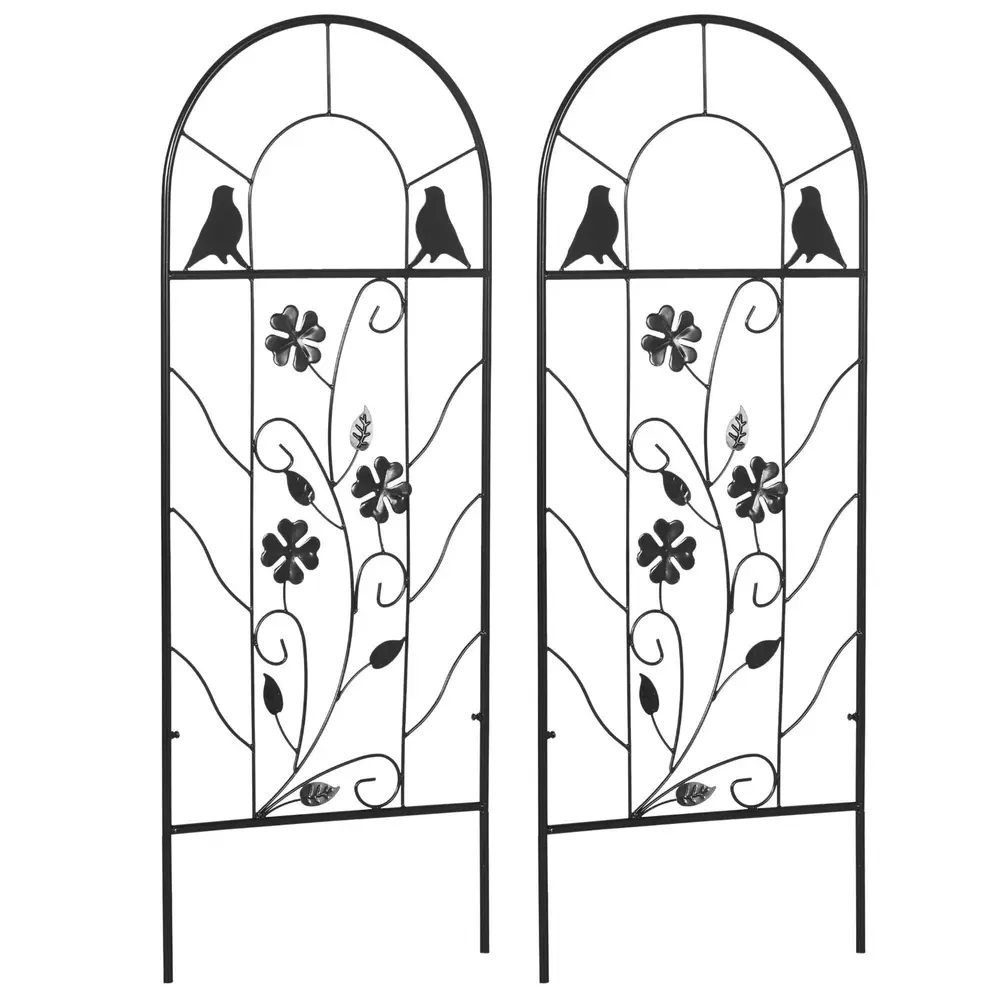 Trädgårdsspaljé Växtstöd Set Om 2 Svart 38 x 98 Cm