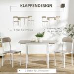 Matgrupp med Klaffbord 3 Delar, Kompakt Köksbord med 2 Stolar, Platsbesparande Lösning för Litet Kök, Natur/Vit, 120 x 60 x 75 cm
