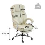 Kontorsstol med Fotstöd Beige Tyg för Hemmakontor Skrivbordsstol med Liggläge och Hög Rygg Bekväm och Ergonomisk 64x73x120 cm