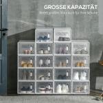Skolådor Förvaringslådor Set med 18 Lådor Transparent av Plast för Hall och Garderob Stapelbara Skoförvaringslådor 25 x 35 x 19 cm