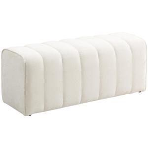 Sängbänk Polstrad Gräddvit Tyg och Trä för Sovrum och Hall Sittbänk Modern Design Robust Konstruktion 220 kg