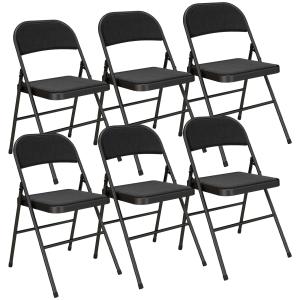Fällstolar 2-pack och Portabla Kontorsstolar i Linneoptik för Väntrum och Kontor Ergonomisk och Stabil Svart Metall och Tyg för Hemmet