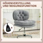 Kontorsstol Skrivbordsstol Grå av Linnelook och Metall för Hemmakontor Ergonomisk Snurrstol med Vippfunktion