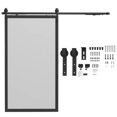 Skjutdörrsbeslag Dörrskena Svart av Kolstål 244 cm