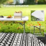 Trädgårdsbord Campingbord Fällbart Vit av Plast och Metall för Trädgård och Balkong Väderbeständigt Buffébord 180 x 74 cm
