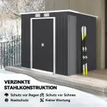Redskapsbod med Ventilationsfönster och Skjutdörrar för Förvaring i Trädgård Hållbar och Stabil Mörkgrå Galvaniserat Stål 213 x 130 x 172 cm