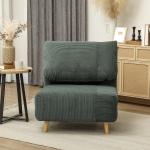 Bäddsoffa Stolsäng 2-i-1 Grön av Manchester och Metall för Sovrum och Vardagsrum Gästsäng med Justerbar Madrass 82 x 89 x 83 cm