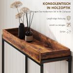 Konsolbord Smalt Rustik Brun Spånskiva och Metall för Hall och Vardagsrum Sidobord i Industriell Design Stabilt och Snyggt