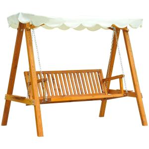 Hammock Massivt Lärkträ Trädgårdsgunga 3 Sits med Justerbart Tak Ergonomisk Form Naturträ