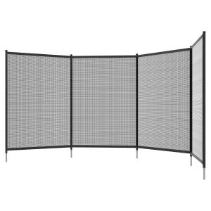 Dammstaket Trädgårdsstaket Svart av Mesh och Metall för Uteplats och Balkong Set om 4 Dekorativt Poolstaket 365 x 126 cm