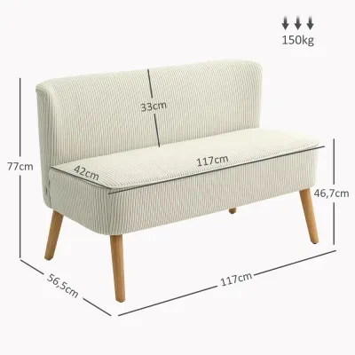 Soffa Loveseat 2-Sits Krämvit 117 x 56,5 x 77 cm