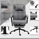 Kontorsstol Massagestol Grå av Polyester för Kontor Ergonomisk Chefsstol med Svankvärme och Fotstöd 66 x 76 x 112-120 cm