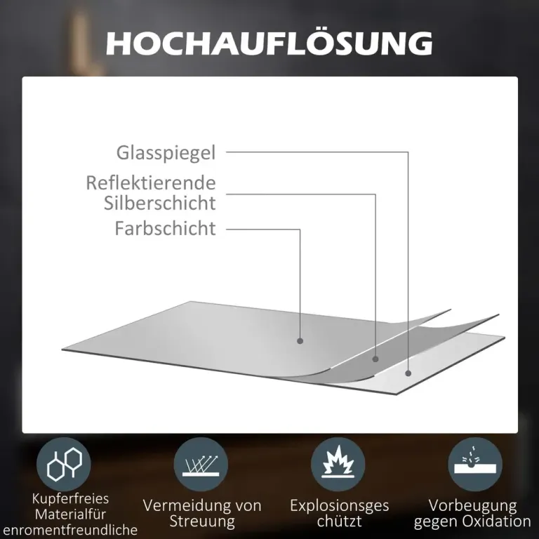 Badrumsspegel Väggspegel Silver av Glas LED-Belysning 60 cm