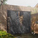 Vedställ Vedhylla Svart av Metall för Utomhusbruk Set om 2 Vattentät med 600D Oxford Överdrag UV-Skydd 176 x 163-175 cm
