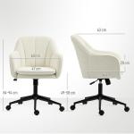 Kontorsstol Ergonomisk Beige Tyg för Skrivbord och Sminkbord Höj- och Sänkbar Bekväm Ryggstöd Snöflanelloptik