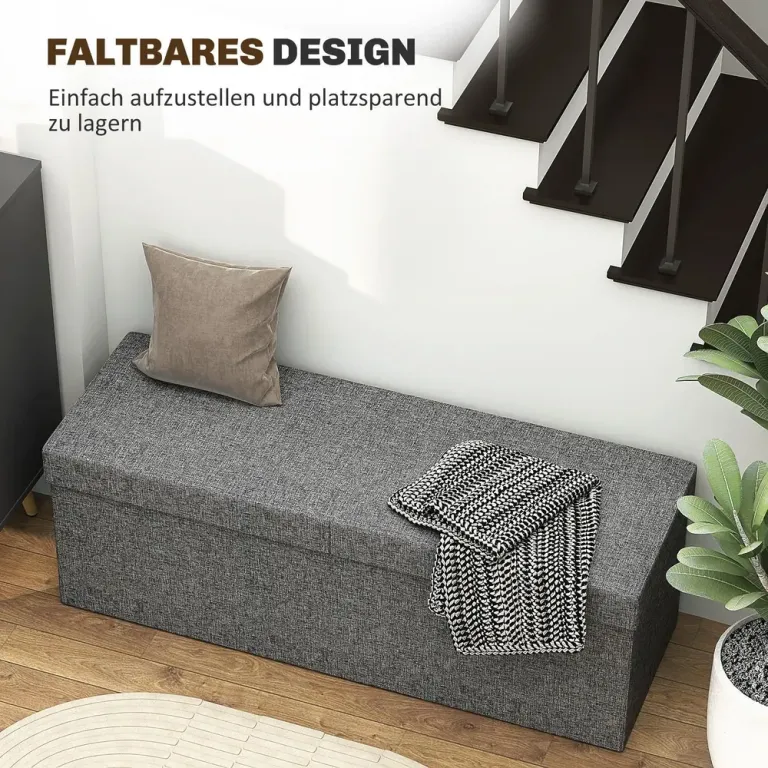 Bänk Förvaringsbänk Mörkgrå av Linnelook 110 x 38 x 38 cm
