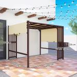 Pergola Pavilion med UV 30+ Solskydd och Justerbart Skjuttak, Mörkbrun, 3x2,5 m