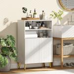 Badrumsskåp Golvmodell Vit MDF med Hyllor för Badrum Soft Close-dörrar Modern Design Förvaring med Öppna Fack