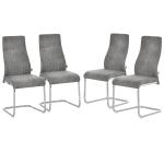 Matsalsstolar i Sammet 4-Pack, Moderna Köksstolar med Bekvämt Ryggstöd, Stabil Stålram för Vardagsrum och Matsal, Grå, 45 x 61 x 98 cm