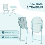 Bistroset i Metall 3 Delar, Kompakt Balkonggrupp med Bord och Två Stolar, Hopfällbar Utemöbel, Blå