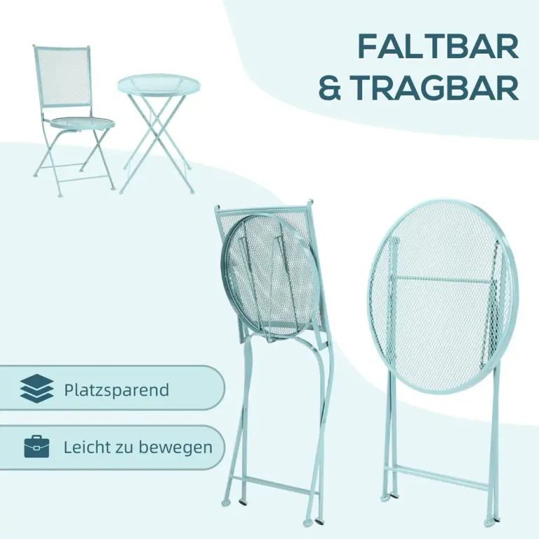 Bistroset i Metall 3 Delar Kompakt Balkonggrupp med Bord