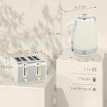 Vattenkokare och Brödrost Set, 1,7 L, 2200 W med Strix-termostat och 7 Bryningsnivåer