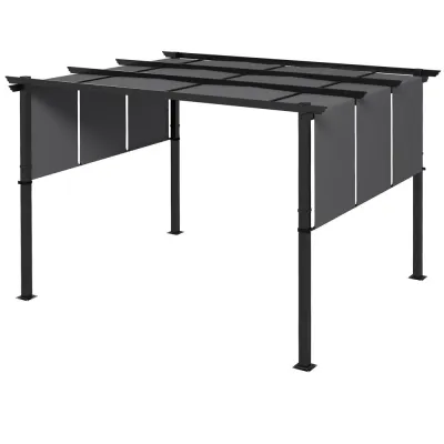 Gazebo Pergola Mörkgrå av Stål och Polyester 3,5 x 3 m