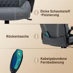 Kontorsstol med Massagefunktion Ergonomisk Gamingstol Höj- och Sänkbar Grå
