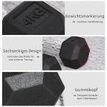Hexagon Hantlar 2-Pack i Gjutjärn, Gummerade Vikter med Räfflat Grepp, Ergonomiska Hantlar för Styrketräning Hemma, Svart, 2 x 4 kg