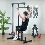 Multifunktionellt Hemgym med Kabelmaskin, Träningsstation för Hela Kroppen, Robust Stålkonstruktion med Justerbar Sits, Svart, 107 x 120 x 190 cm
