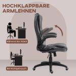 Kontorsstol Chefsstol Mörkgrå av Konstläder och Metall för Hemmakontor Ergonomisk med Vippfunktion och Uppfällbart Armstöd